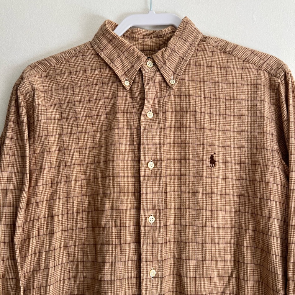 Ralph Lauren Tan Checkered Button-Down Shirt - Picture 2 of 7
